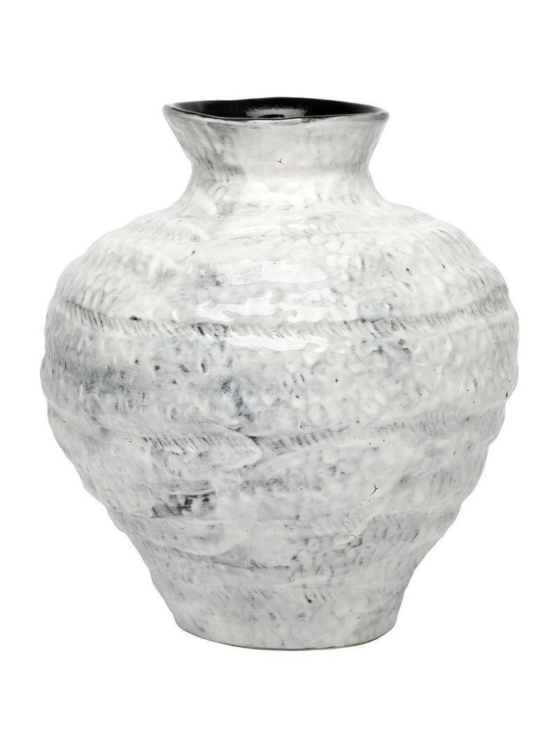 Libra Interiors white medium Lunel glazed vase (British brand)