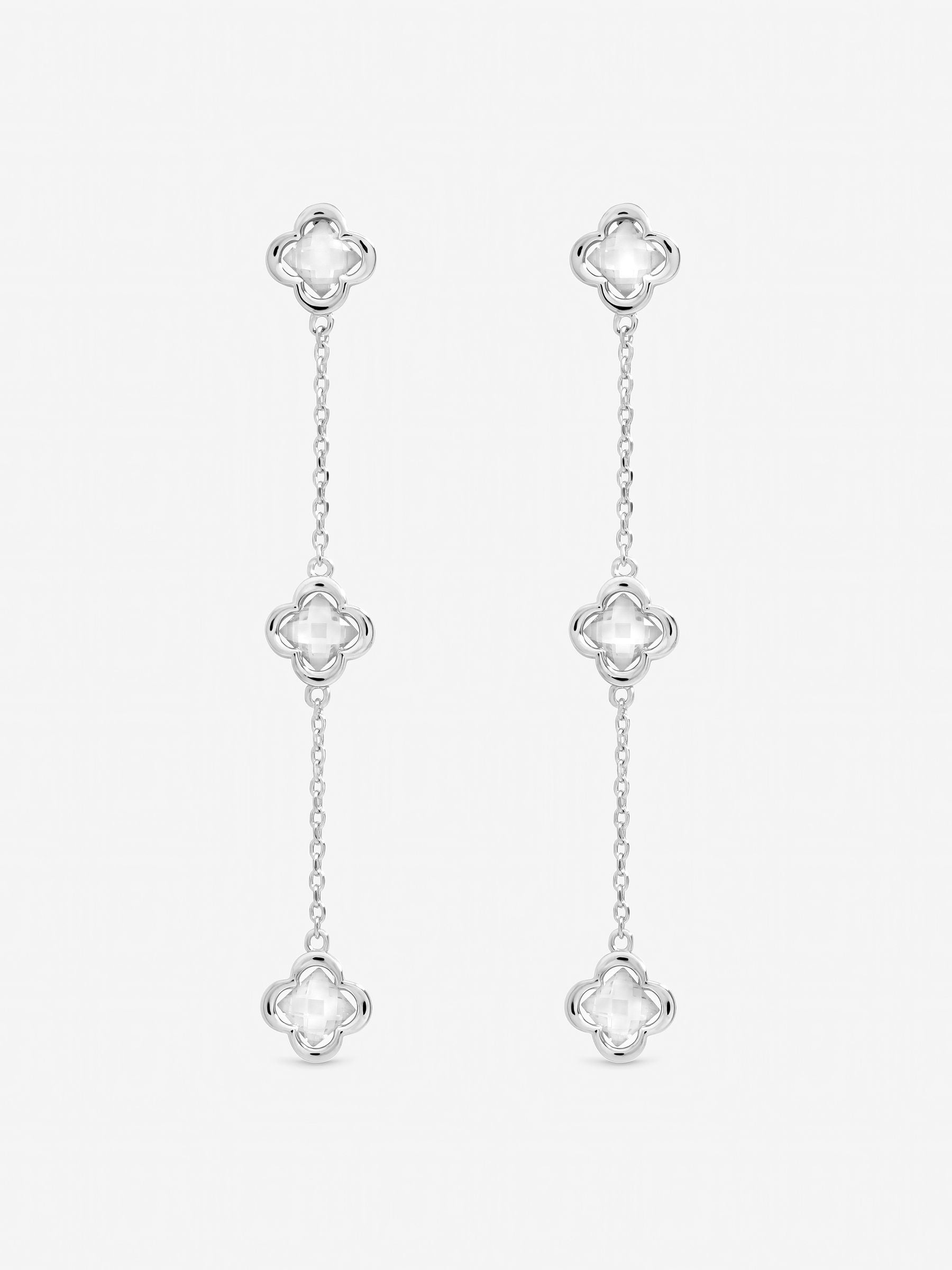 Inicio white crystal triple clover drop earrings - British product
