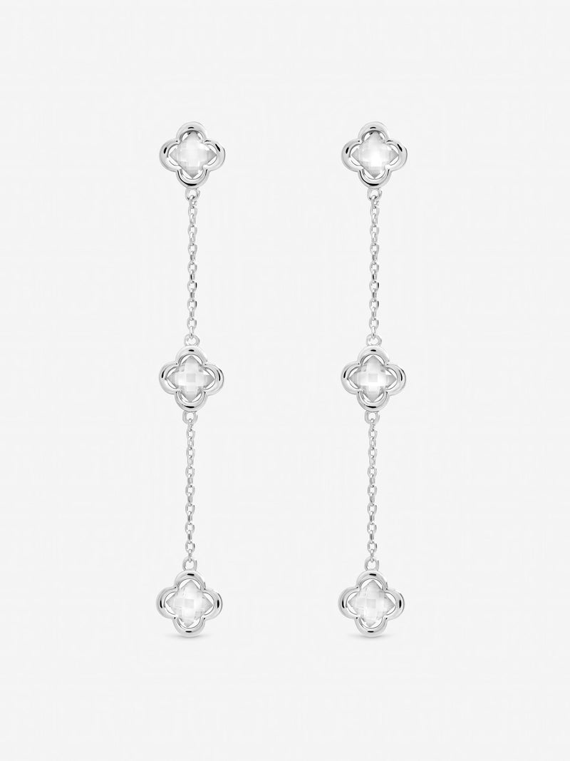 Inicio white crystal triple clover drop earrings - British product