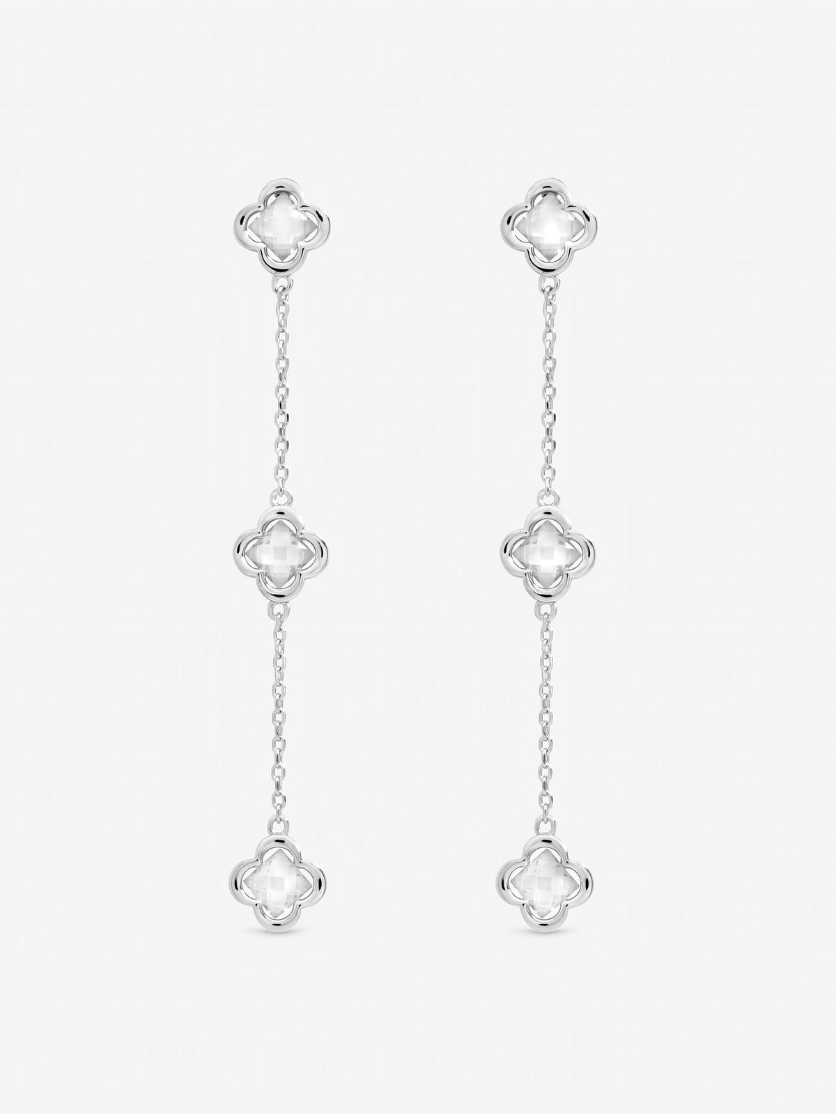Inicio white crystal triple clover drop earrings - British product