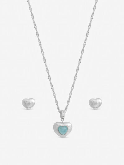 Next Inicio Silver Satin Heart Necklace and Earrings Gift Set- Buy online at McGrocer