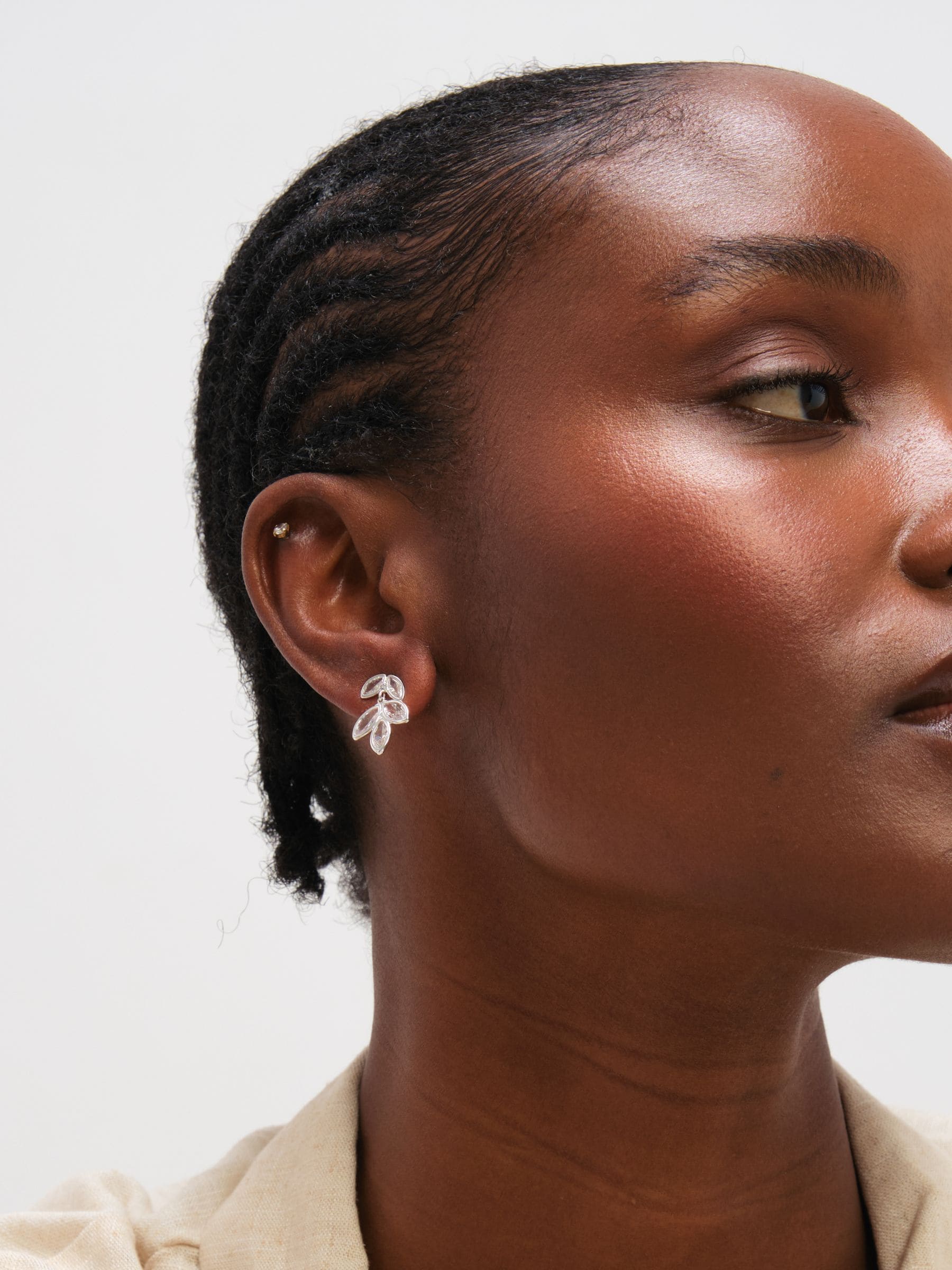 Inicio sterling silver plated crystal floral drop earrings, imported from the UK