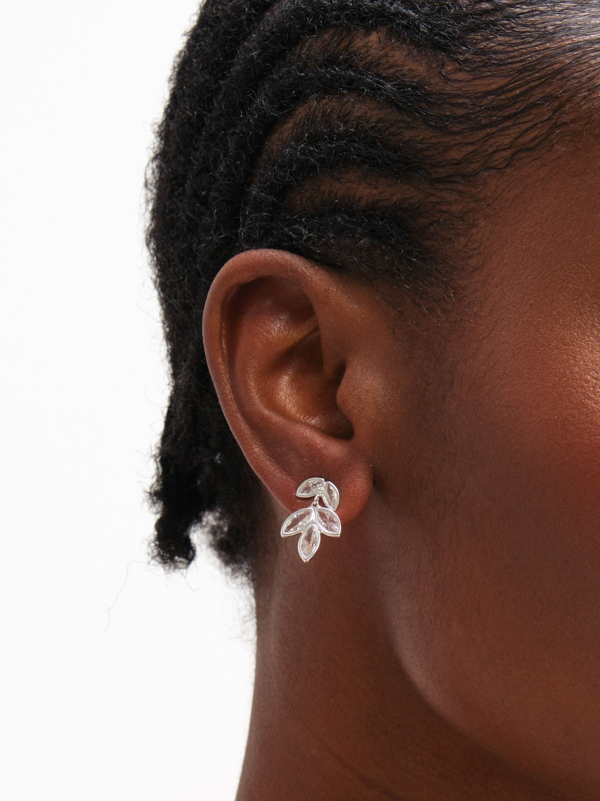 Inicio sterling silver plated crystal floral drop earrings, imported from the UK
