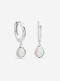 Inicio sterling silver opal peardrop charm hoops (British brand)