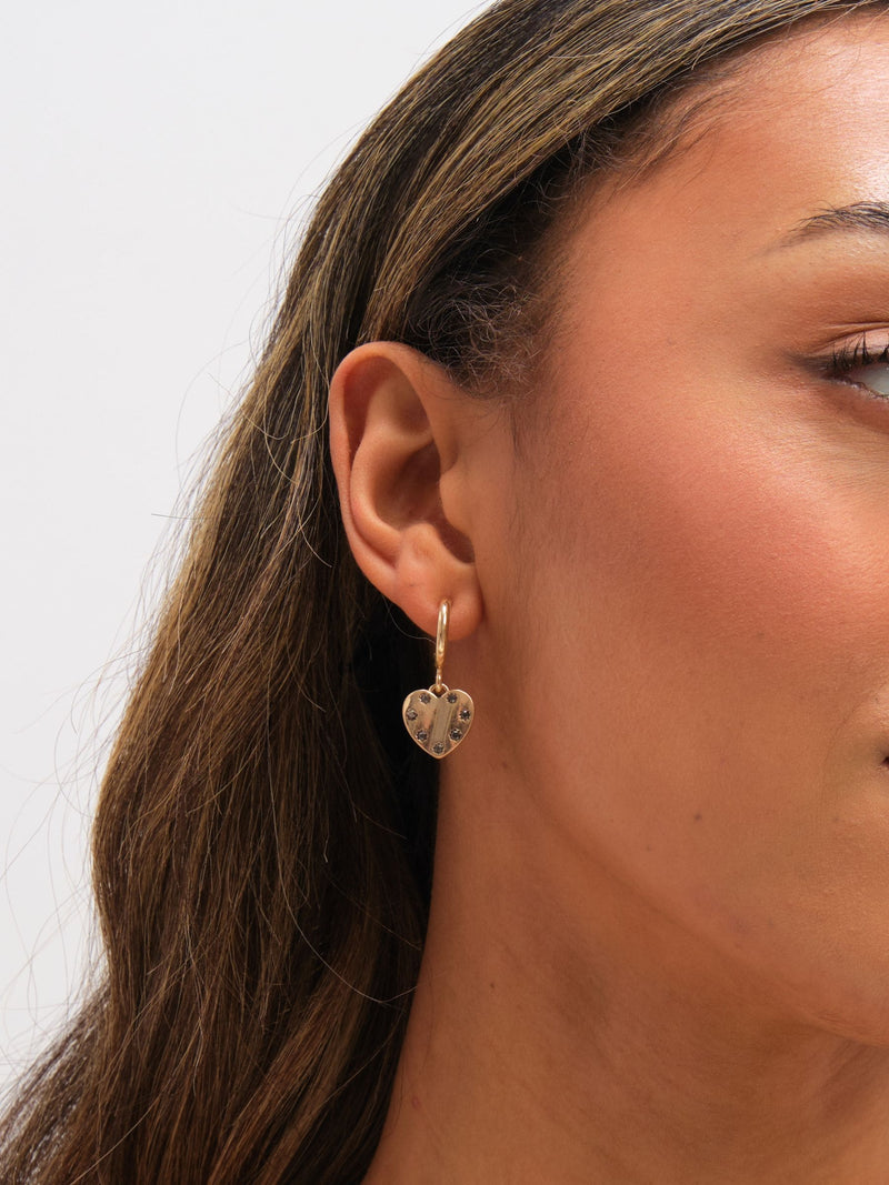 Mood gold tone heart charm earrings pack of 3, UK version