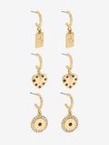 Mood gold tone heart charm earrings pack of 3, UK version
