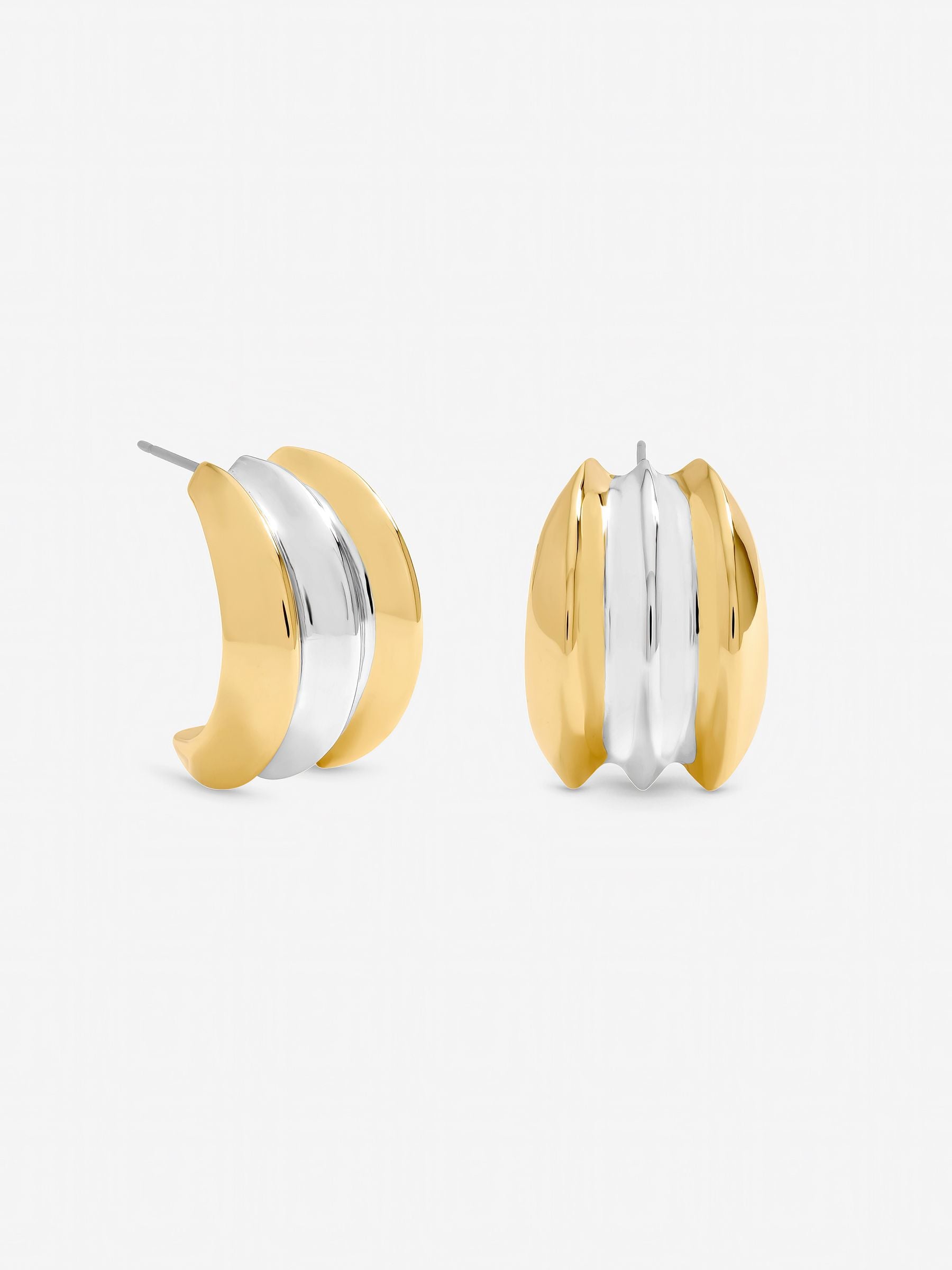 Mood gold plated two tone dome earrings 16.4mm - British product