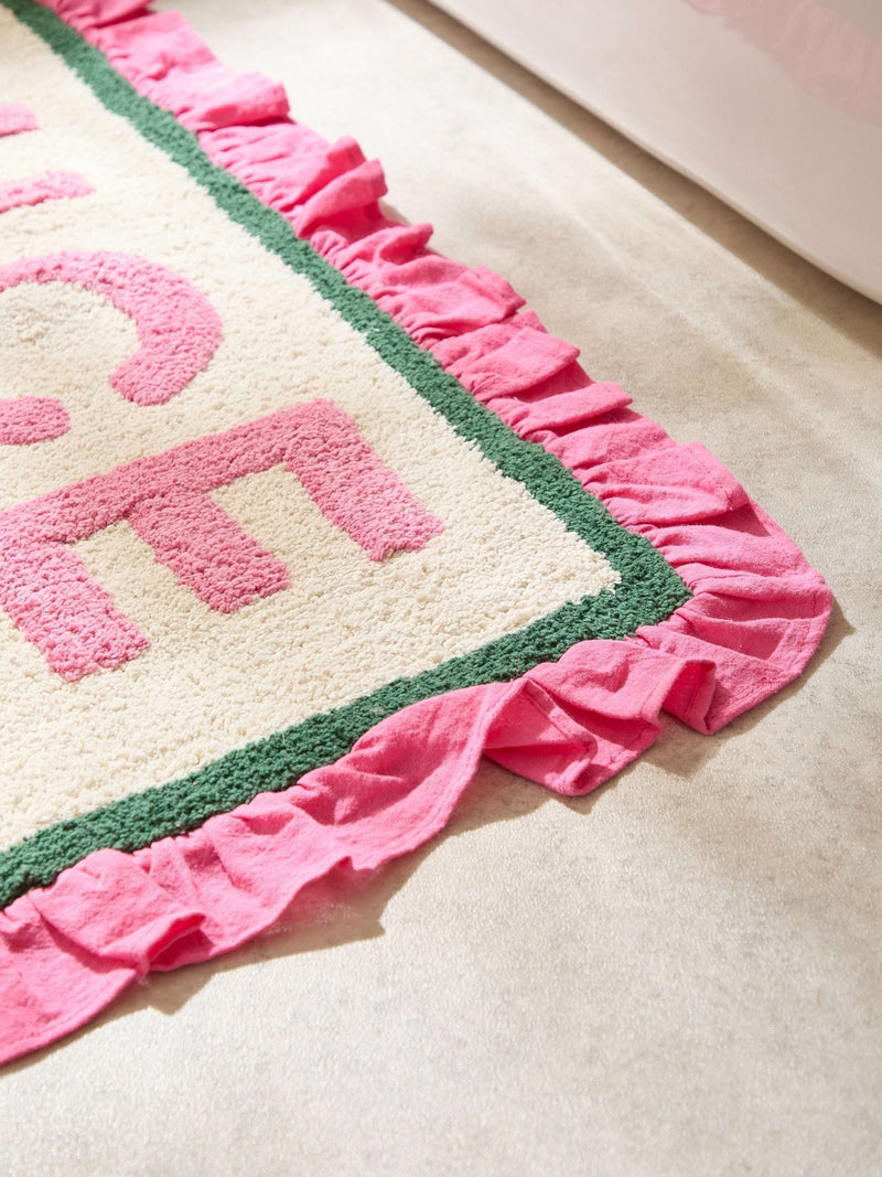Furn pink Nice Bum frill bath mat 50x80cm - British product