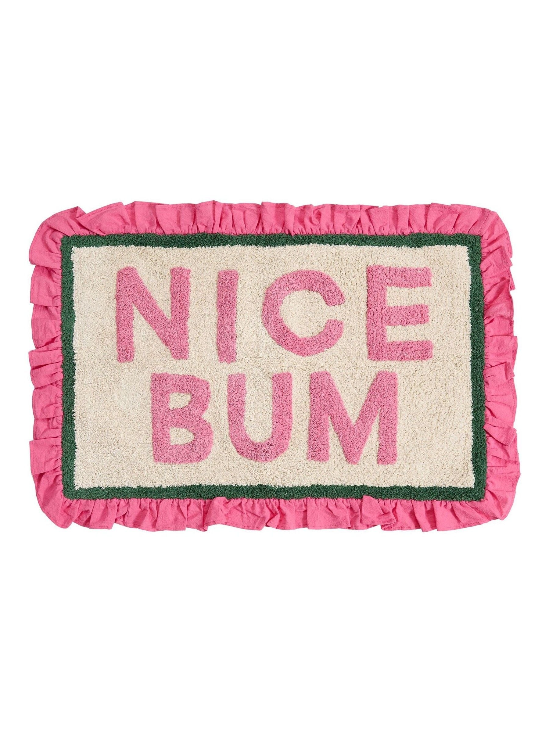Furn pink Nice Bum frill bath mat 50x80cm - British product