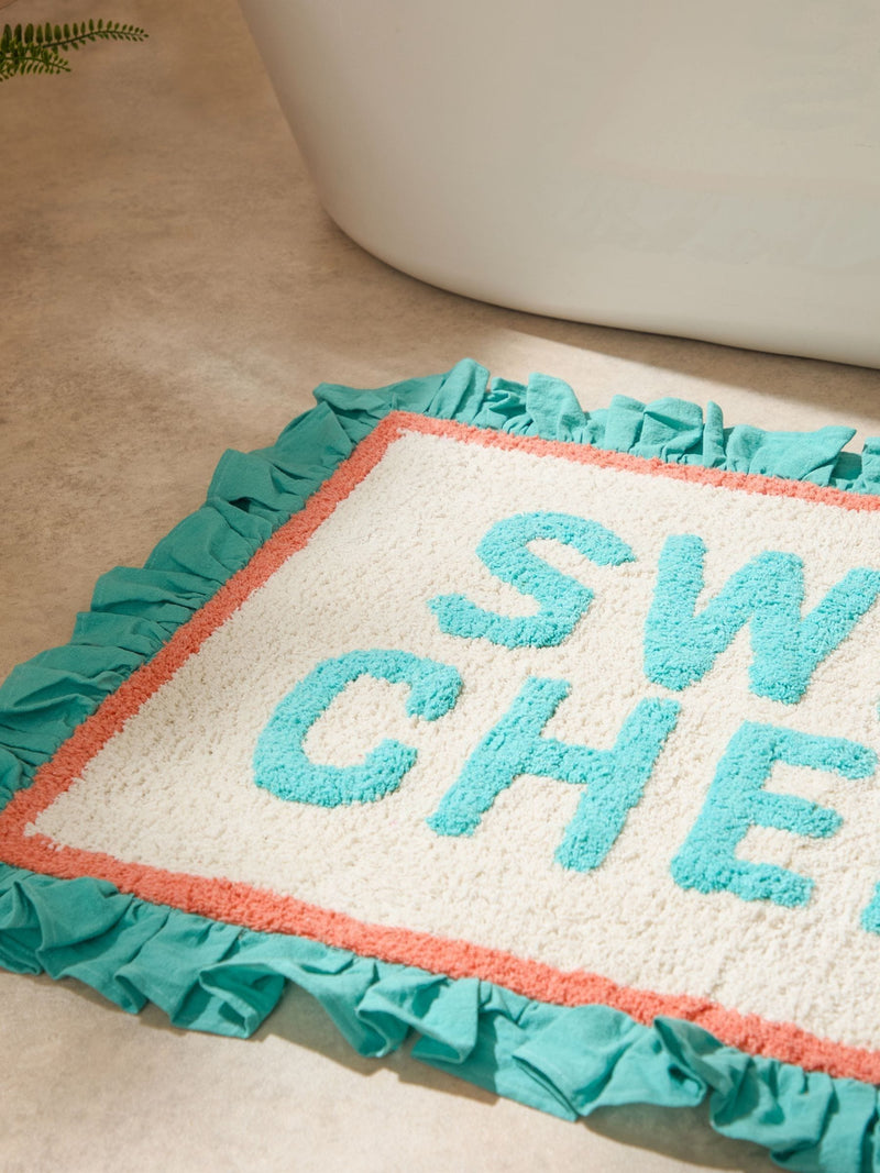 Furn Aqua Sweet Cheeks cotton frill bath mat 50x80cm, UK version
