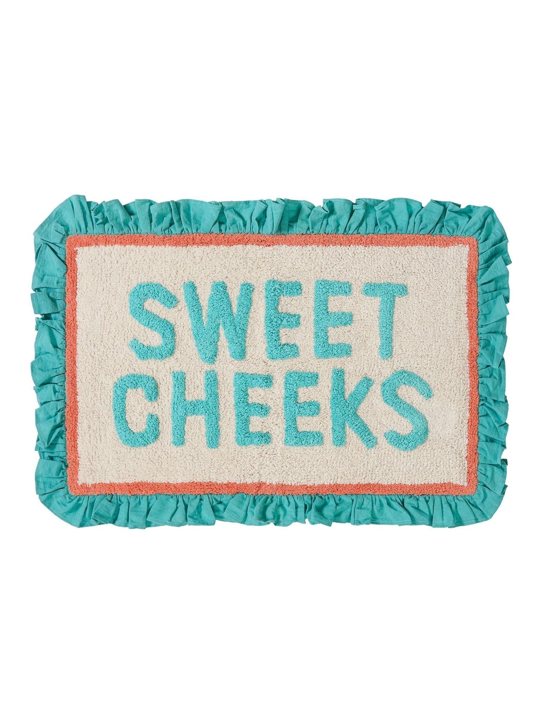 Furn Aqua Sweet Cheeks cotton frill bath mat 50x80cm, UK version