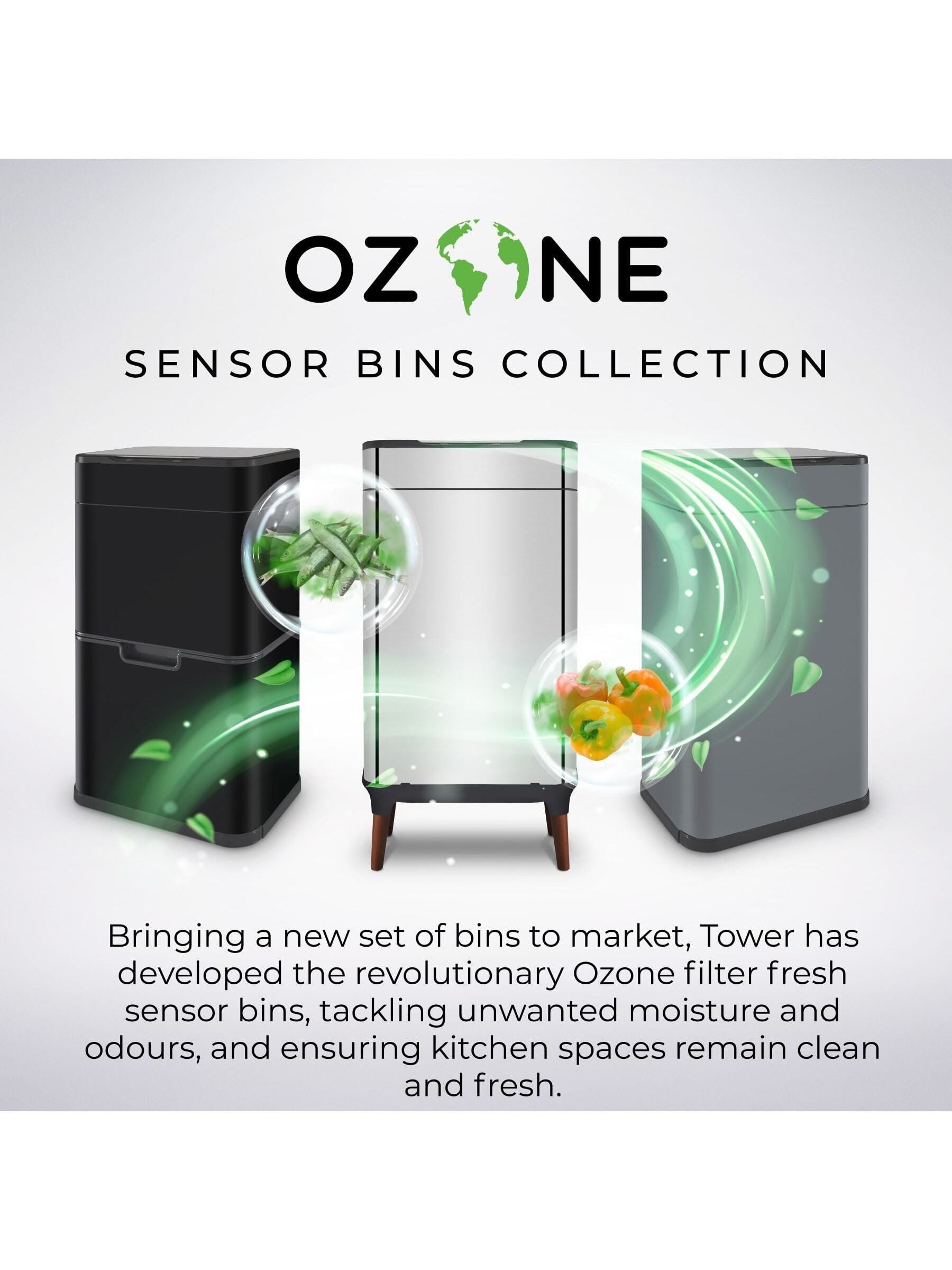 Tower grey ozone 60L sensor stainless steel bin (British brand)
