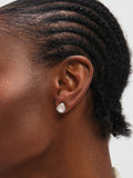 Inicio sterling silver plated rose quartz stud earrings, UK version