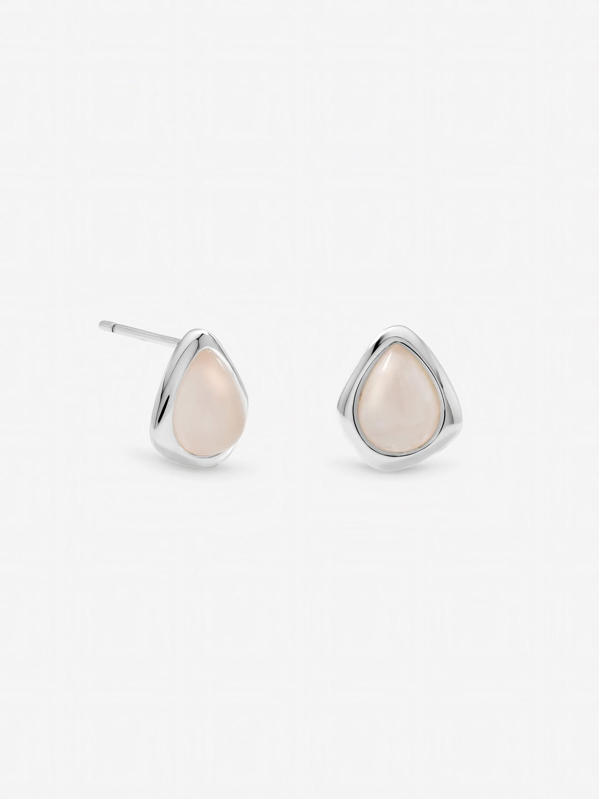 Inicio sterling silver plated rose quartz stud earrings, UK version