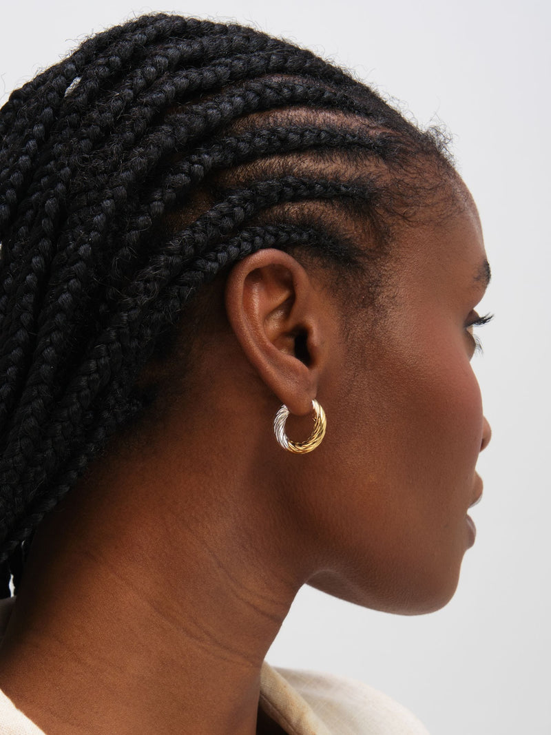 Inicio two-tone textured twist hoop earrings 20.6mm (British brand)