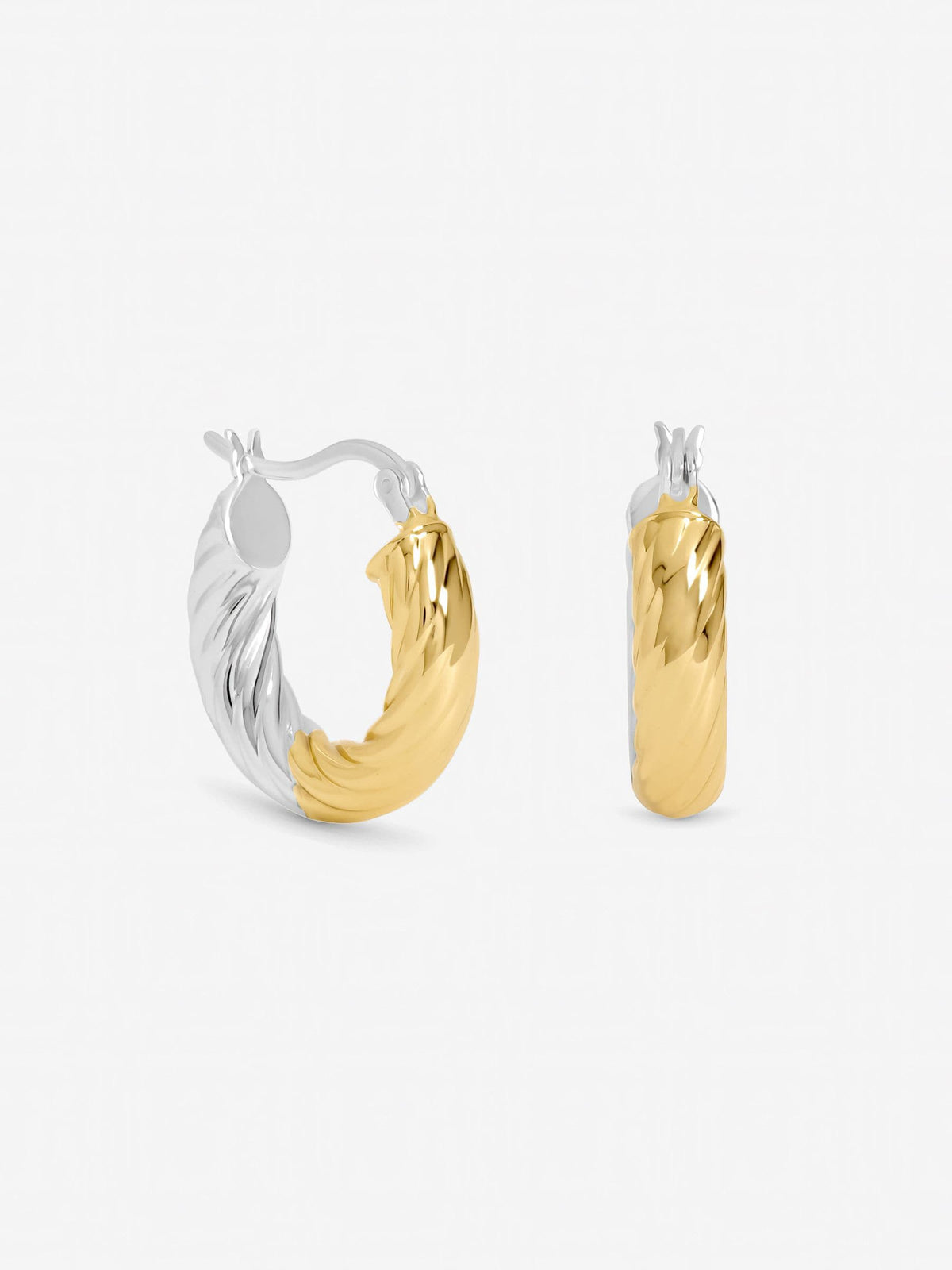 Inicio two-tone textured twist hoop earrings 20.6mm (British brand)