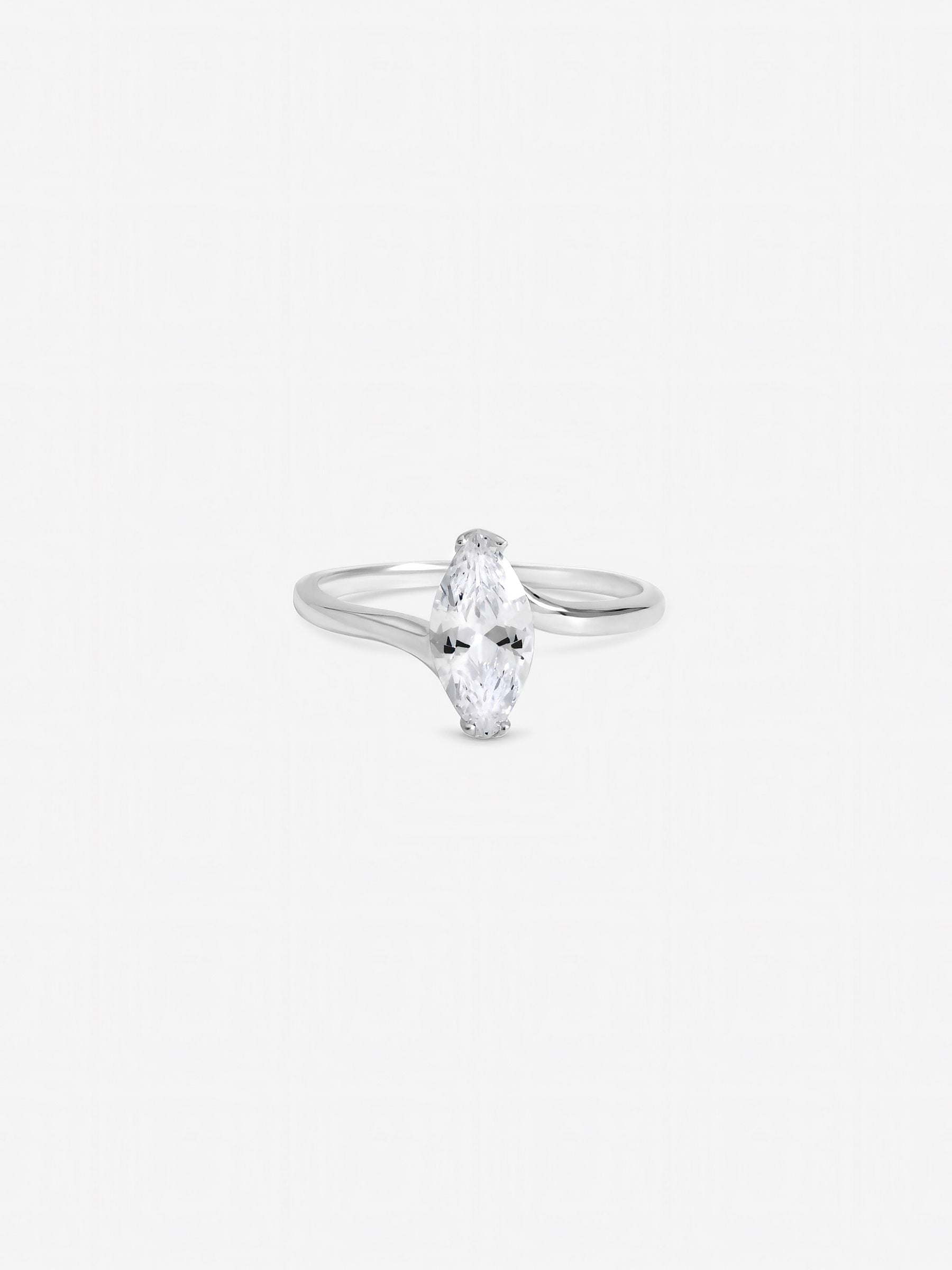 Simply Silver cubic zirconia navette engagement ring UK version