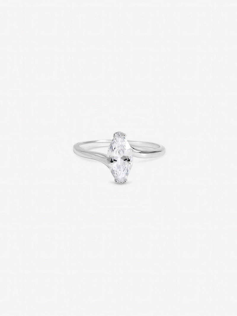 Simply Silver cubic zirconia navette engagement ring UK version