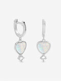 Inicio sterling silver opal heart charm earrings 12.5mm - British product