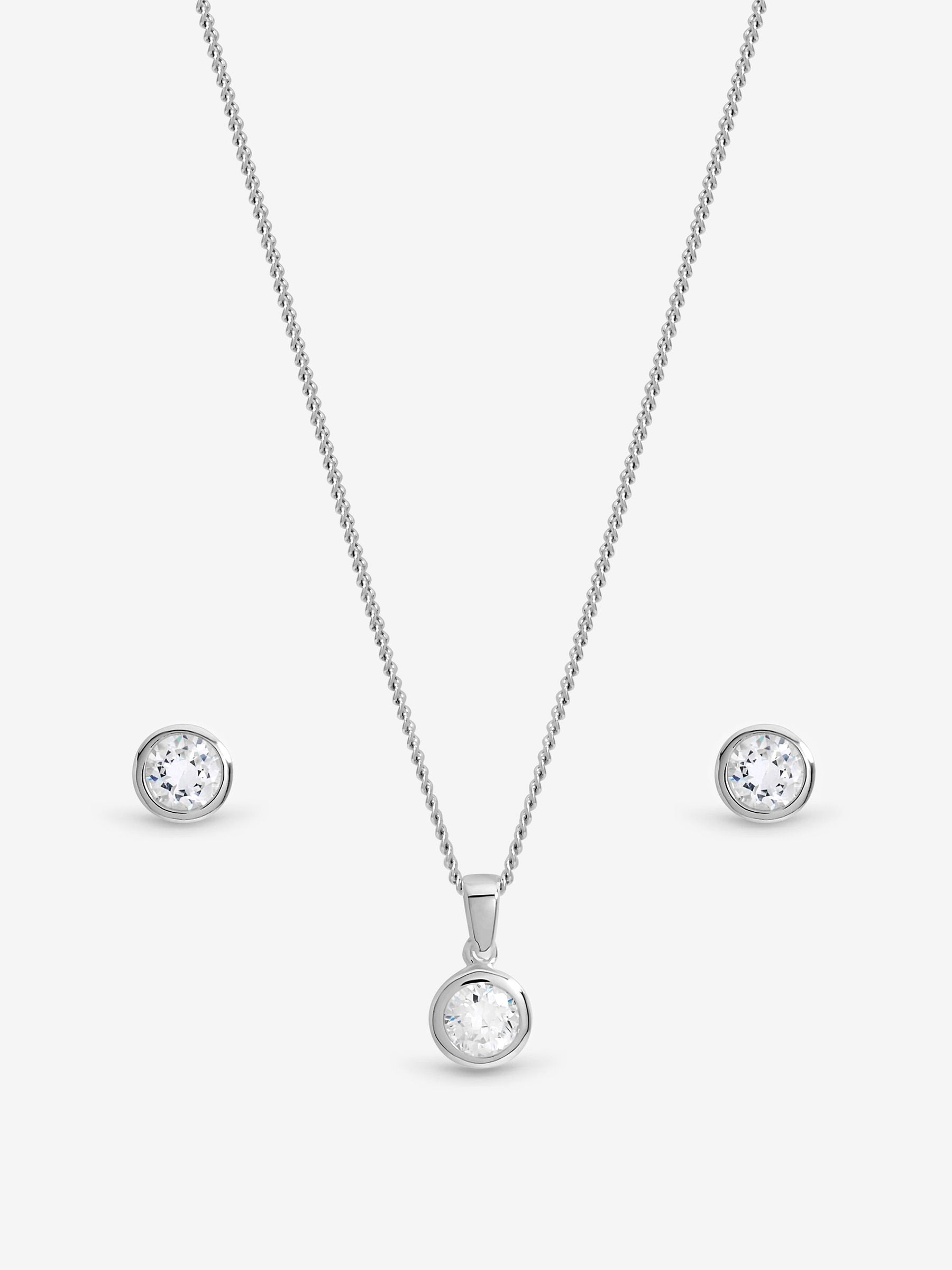 Inicio cubic zirconia bezel set necklace and earrings (British brand)