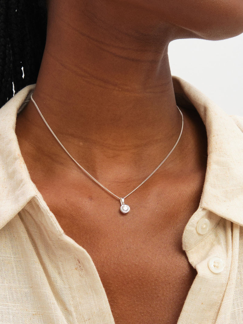 Inicio cubic zirconia bezel set necklace and earrings (British brand)