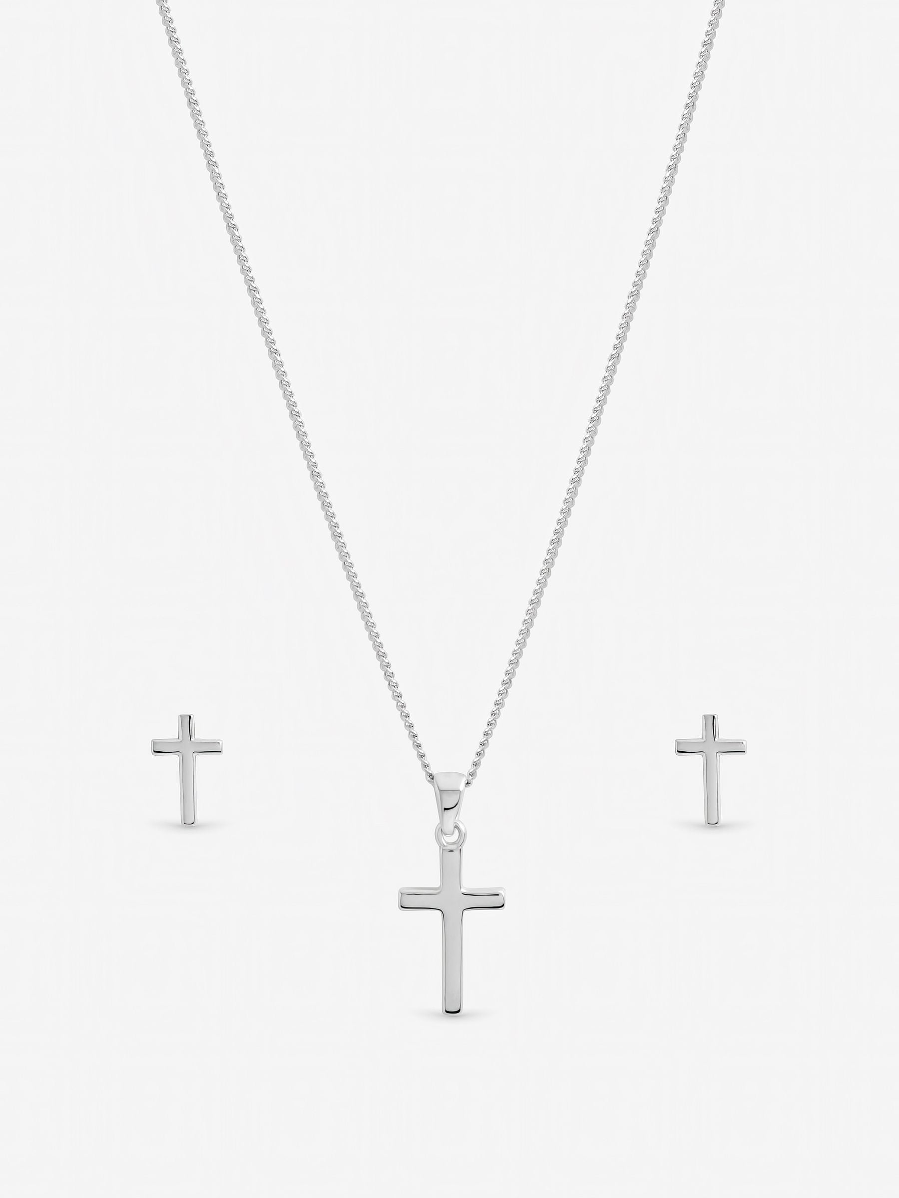 Inicio polished sterling silver plated cross set, imported from the UK