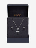 Inicio polished sterling silver plated cross set, imported from the UK
