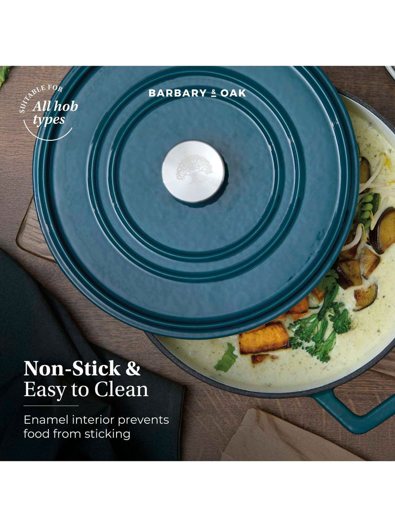 Barbary and Oak teal cast iron casserole 2.2L, imported from the UK