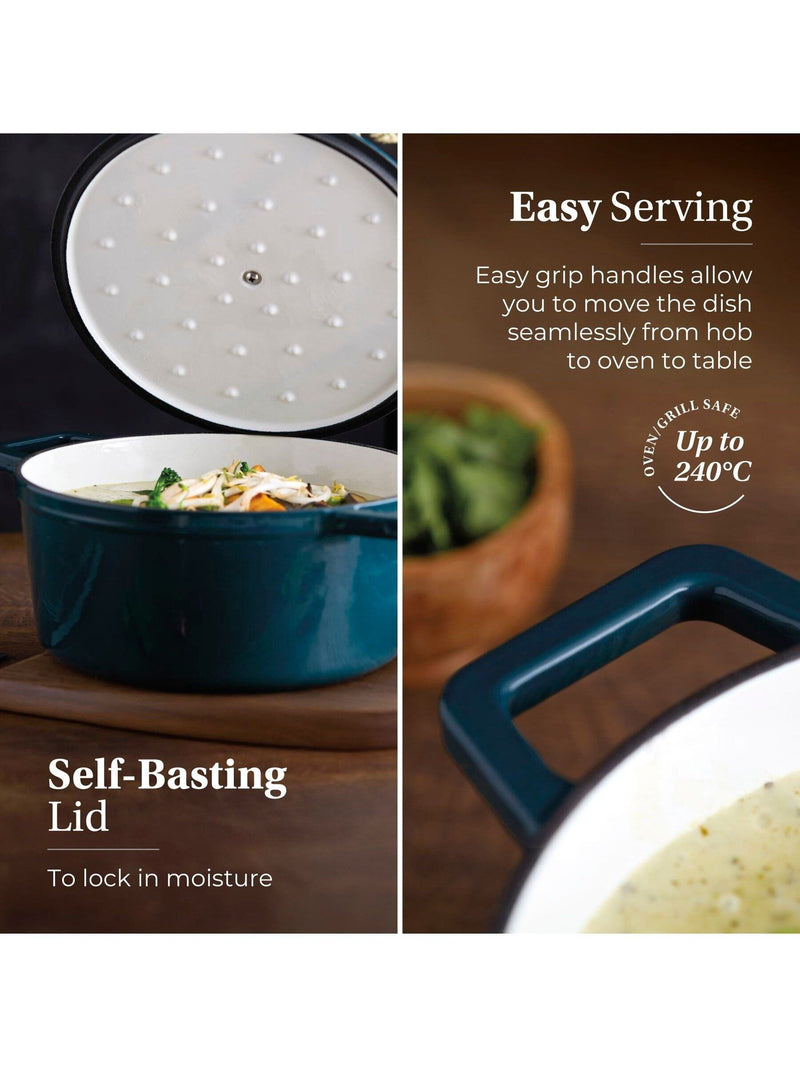 Barbary and Oak teal cast iron casserole 2.2L, imported from the UK