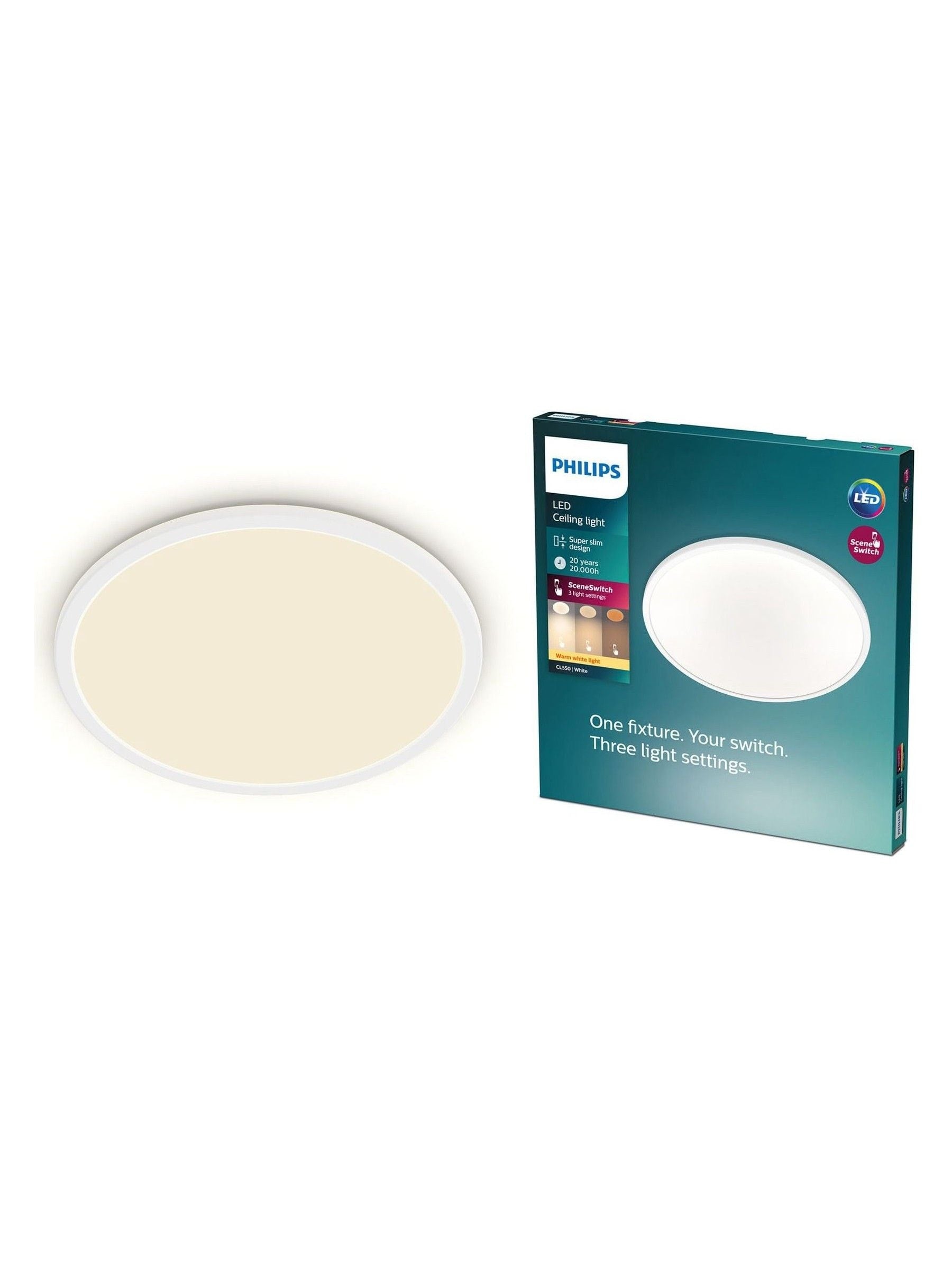 Philips White LED Superslim 18W 27K ceiling light, imported from the UK