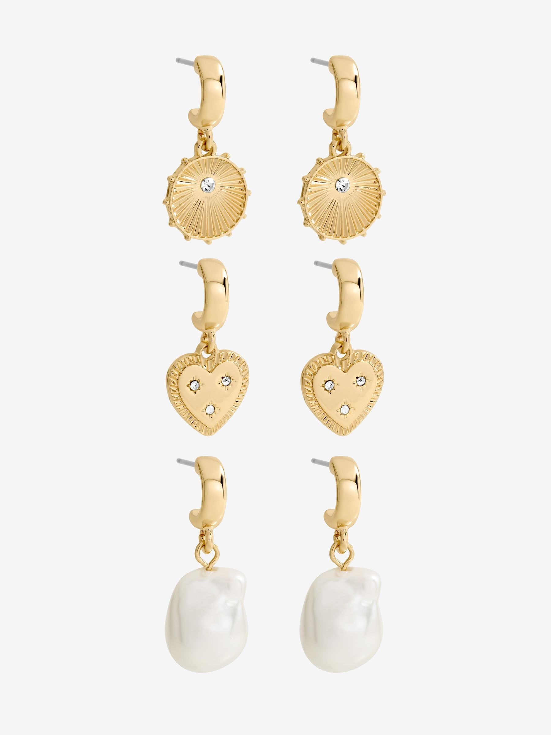 Mood charm pearl earrings pack of 3 - British product