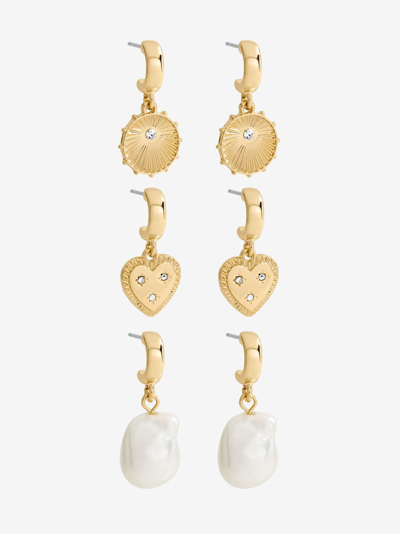 Mood charm pearl earrings pack of 3 - British product