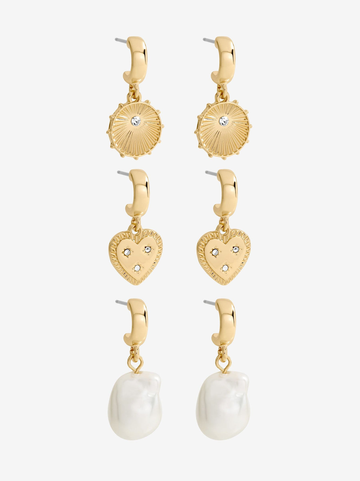Mood charm pearl earrings pack of 3 - British product