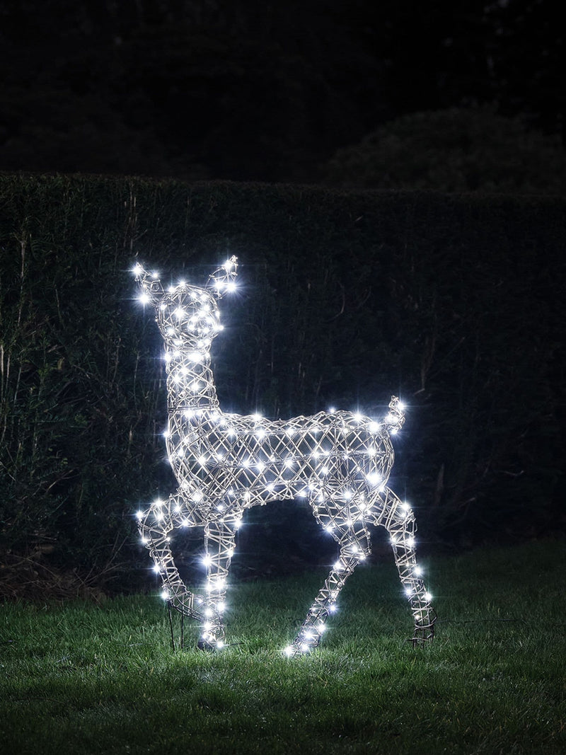 Lights4fun LED rattan doe 90cm outdoor decoration - British product