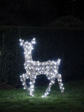 Lights4fun LED rattan doe 90cm outdoor decoration - British product
