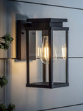Lights4fun black ebony lantern wall light IP44 - British product
