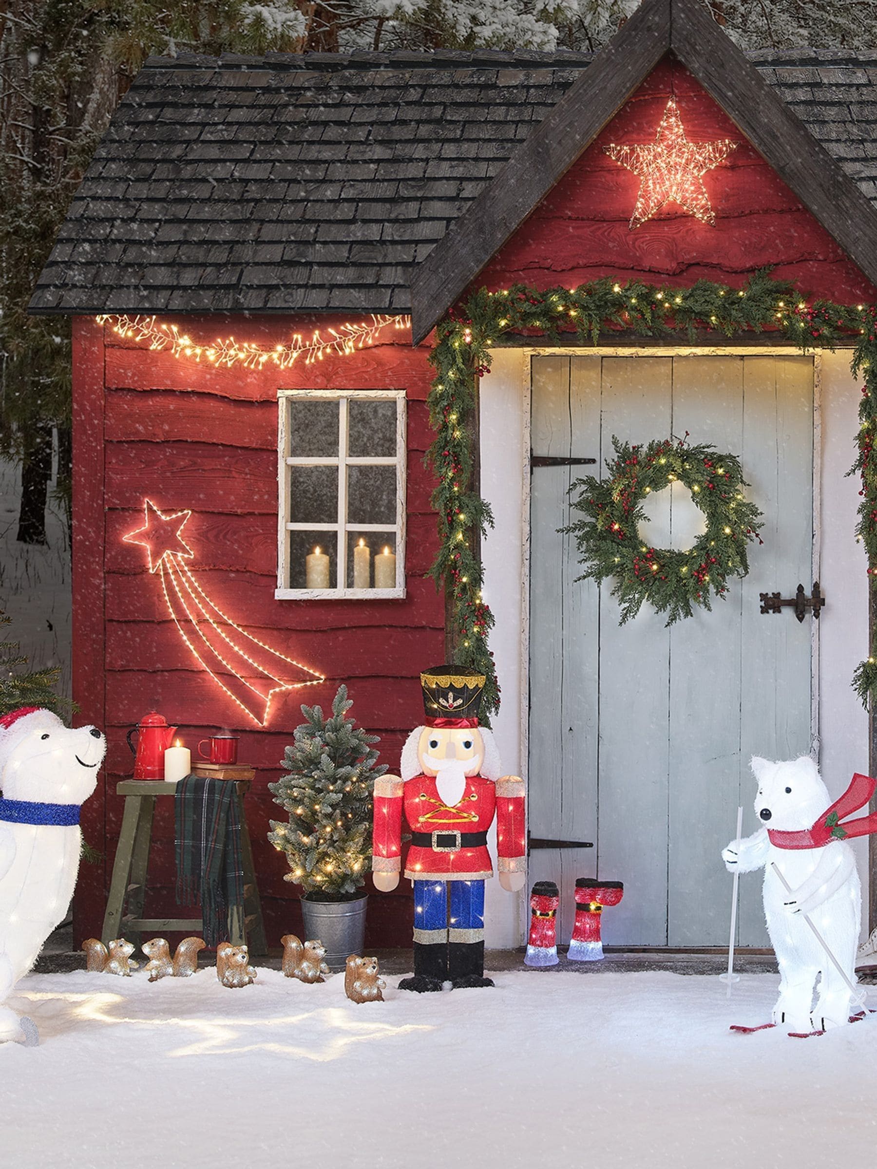 Lights4fun animated skiing polar bear figure 66cm, imported from the UK
