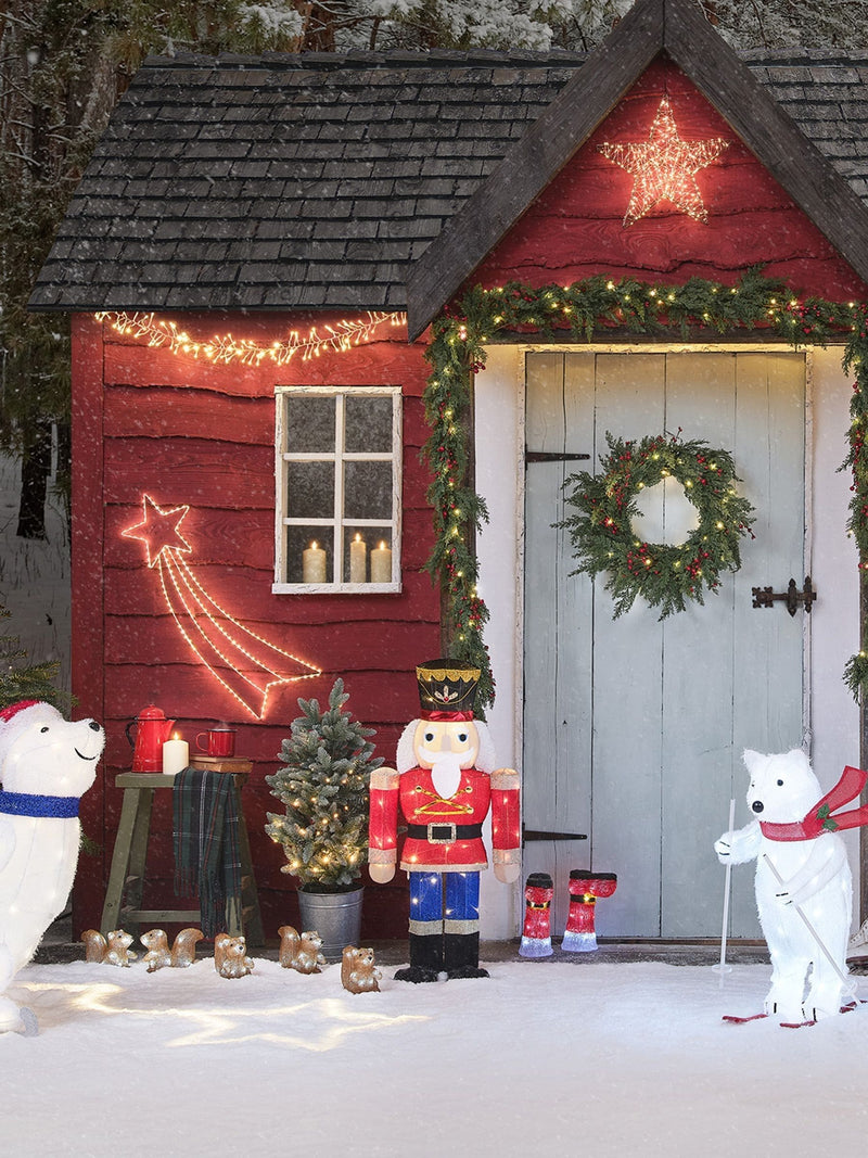 Lights4fun animated skiing polar bear figure 66cm, imported from the UK