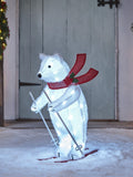 Lights4fun animated skiing polar bear figure 66cm, imported from the UK