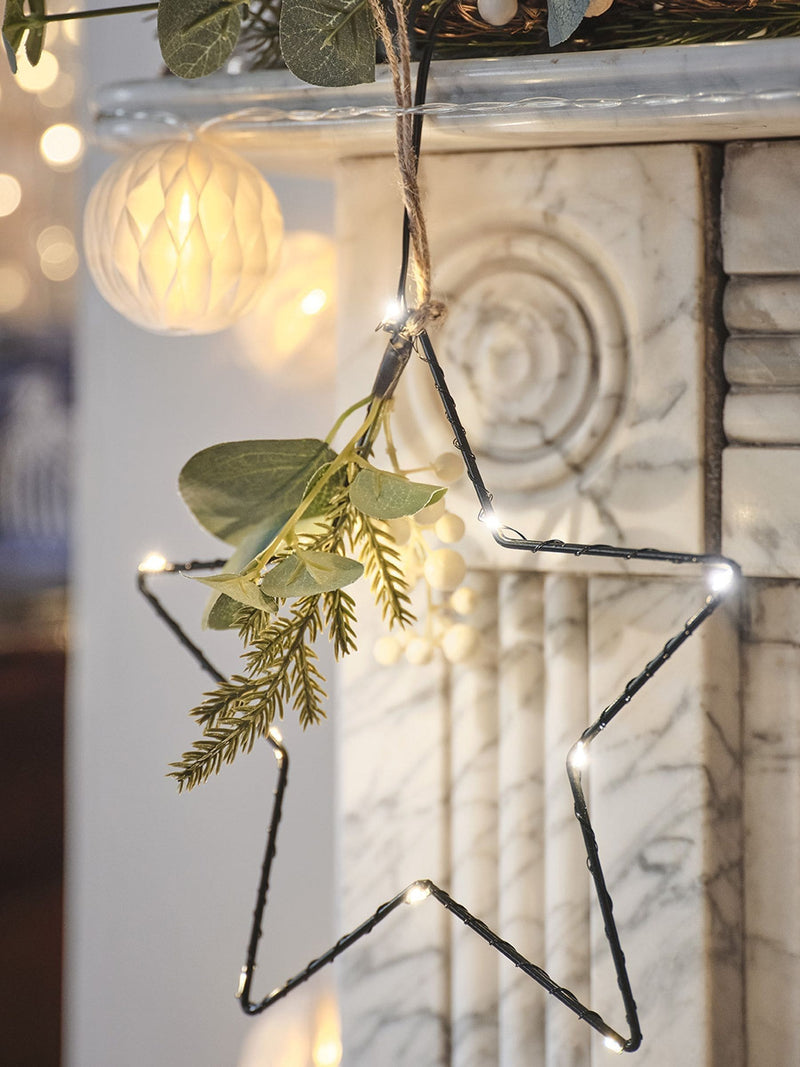 Lights4fun micro LED star lights with winter foliage, British brand