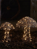 Lights4fun brown rattan mushroom garden light duo 30cm and 40cm (British brand)