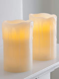 Lights4fun battery powered pillar LED candles pair 12.5cm, imported from the UK