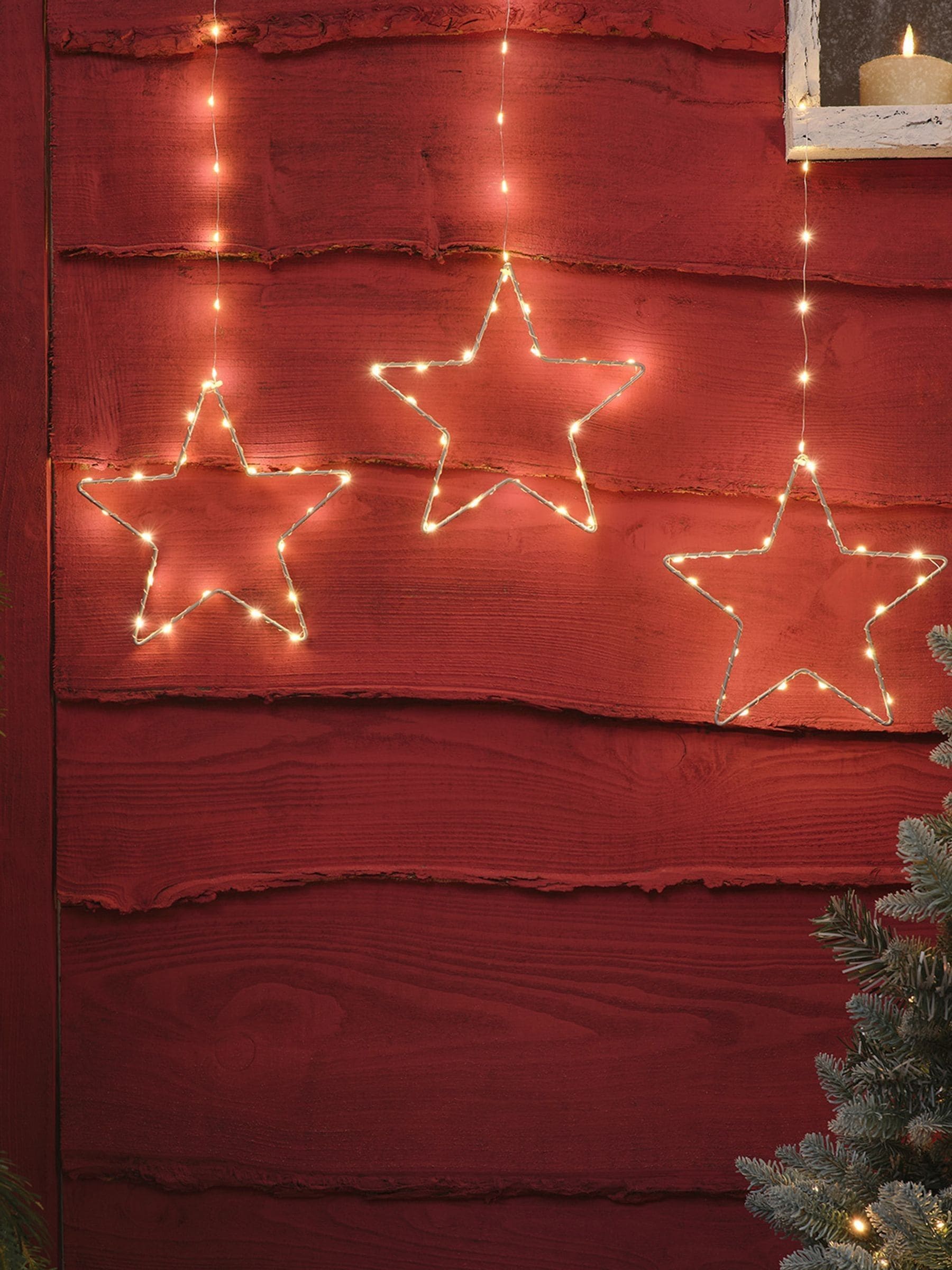 Lights4fun hanging star Christmas decoration trio 20cm, imported from the UK