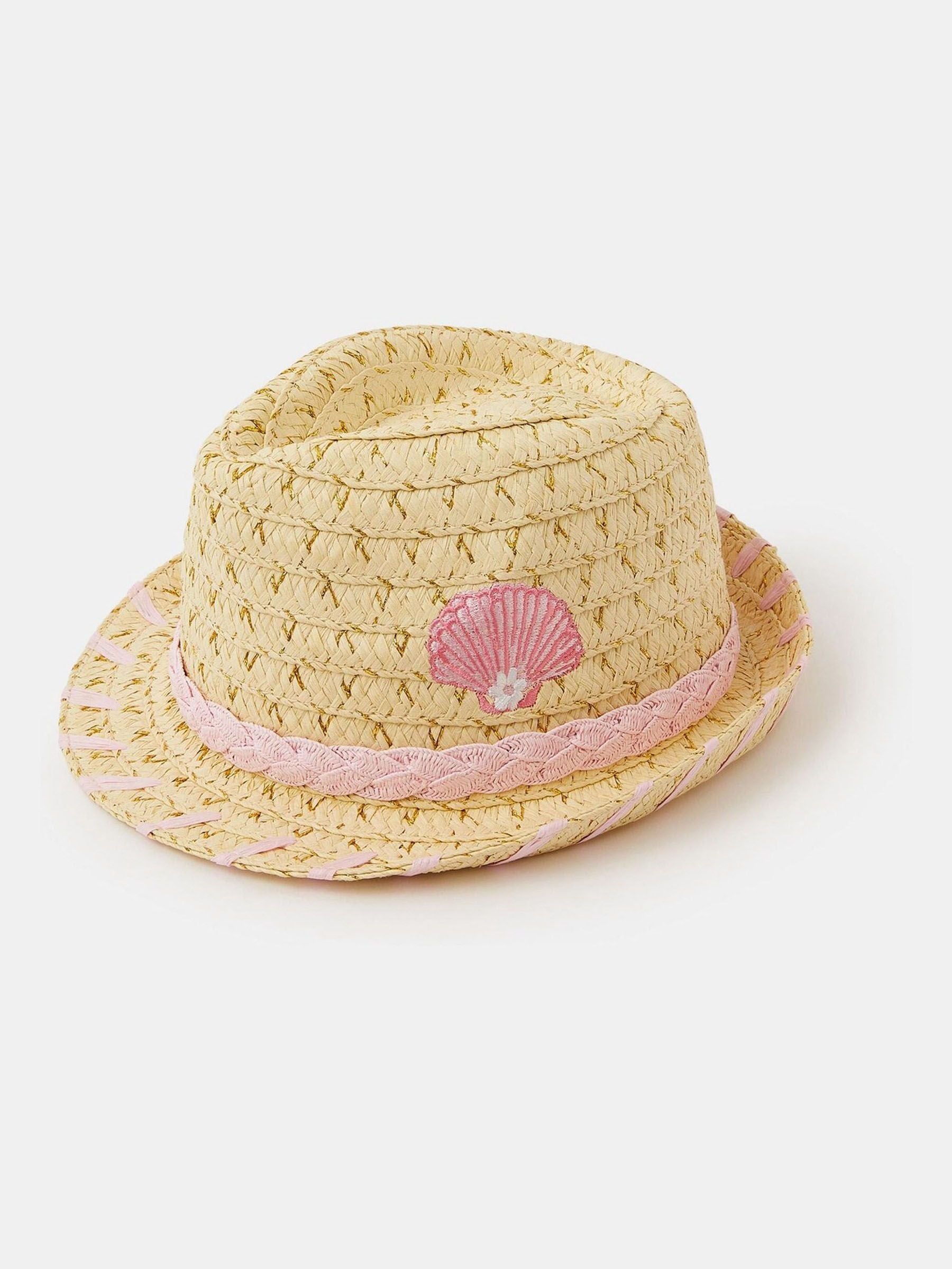 Accessorize natural seashell straw trilby hat, UK version