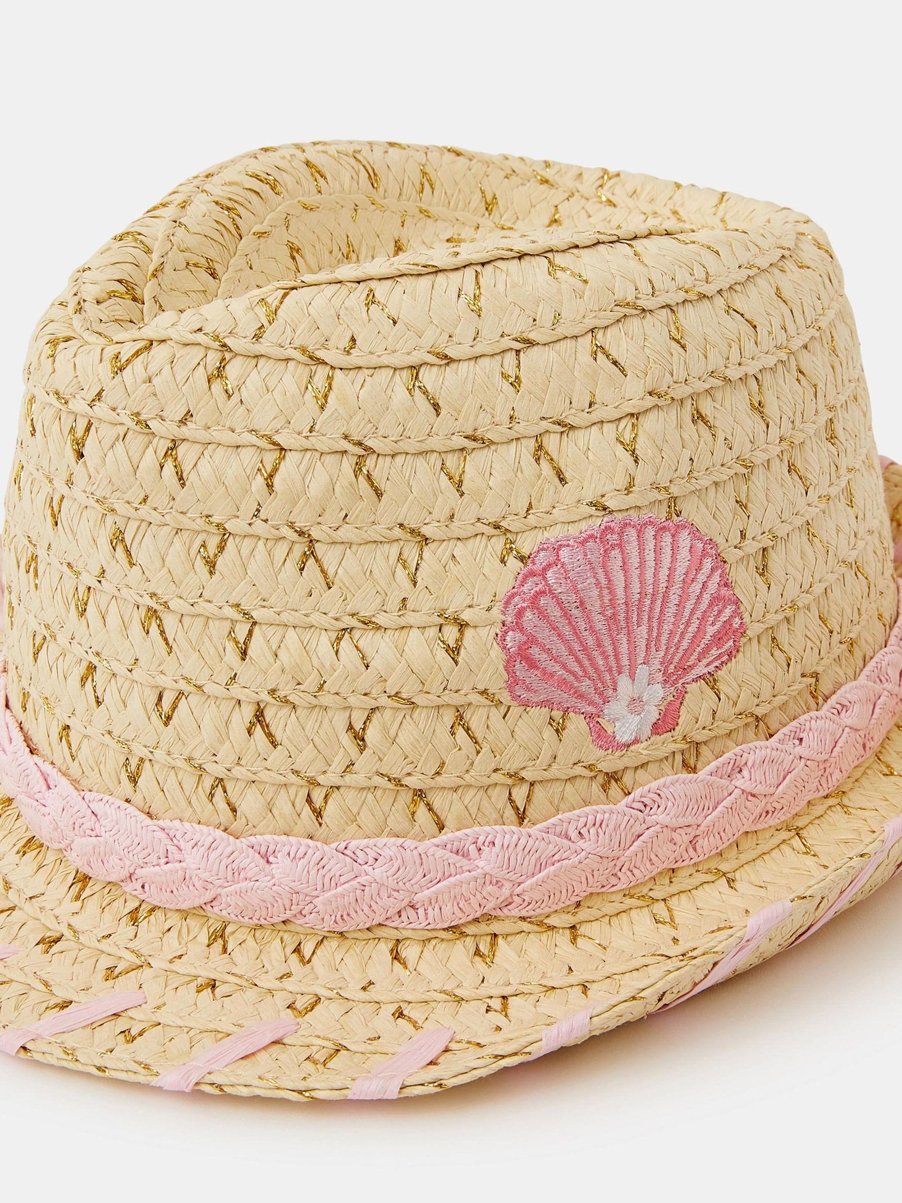 Accessorize natural seashell straw trilby hat, UK version