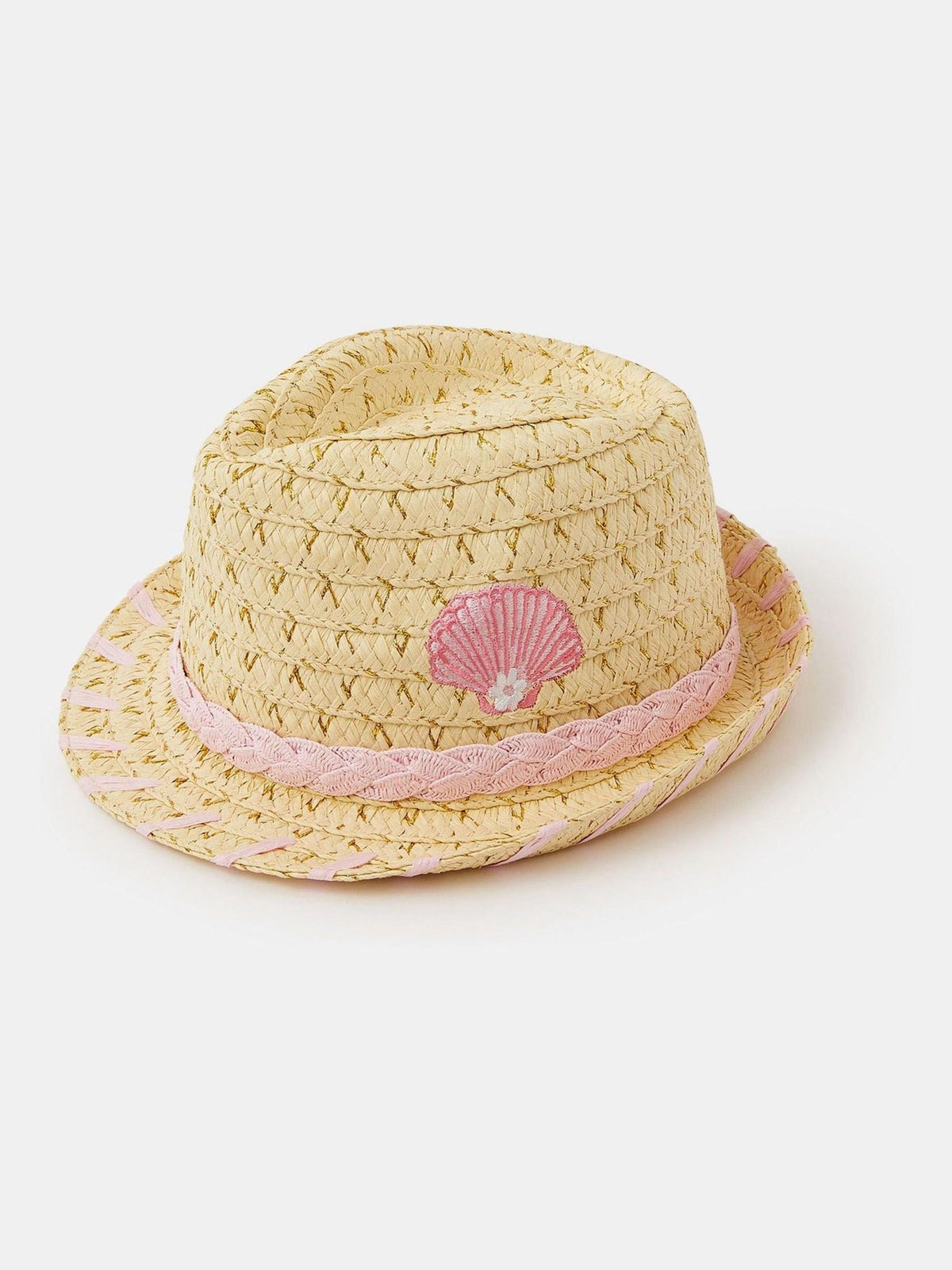 Accessorize natural seashell straw trilby hat, UK version