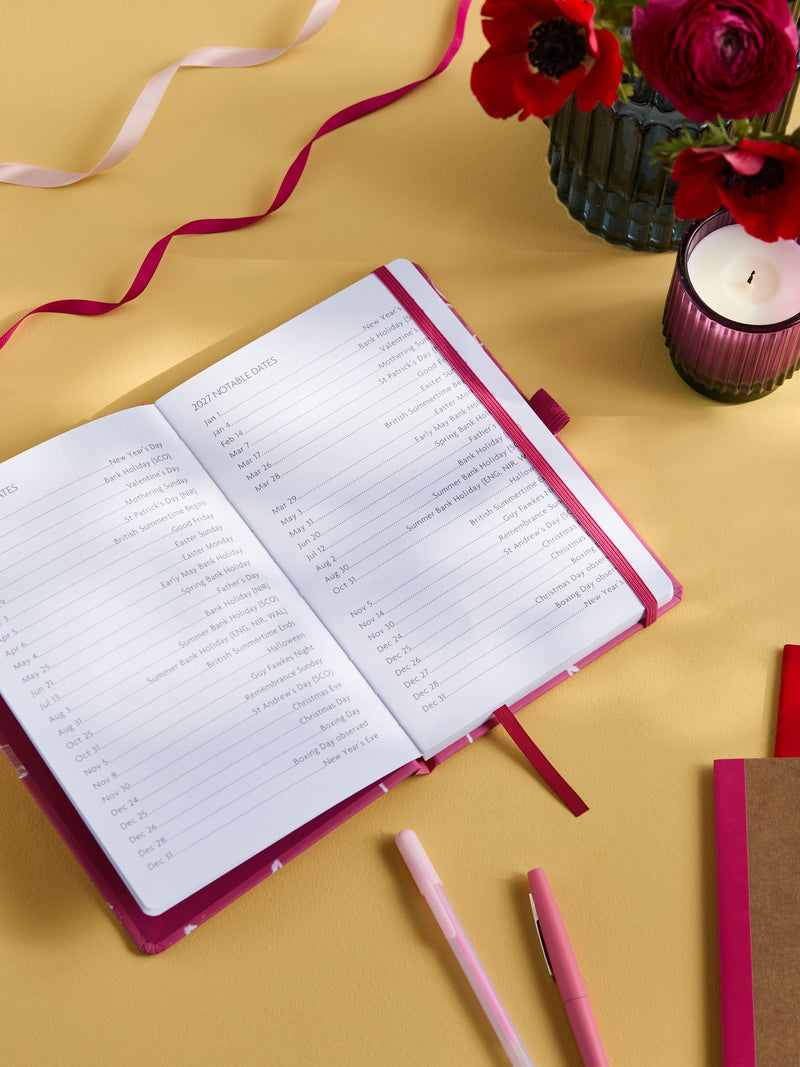 Pink Flamingo print academic diary 21cm x 15cm, UK version