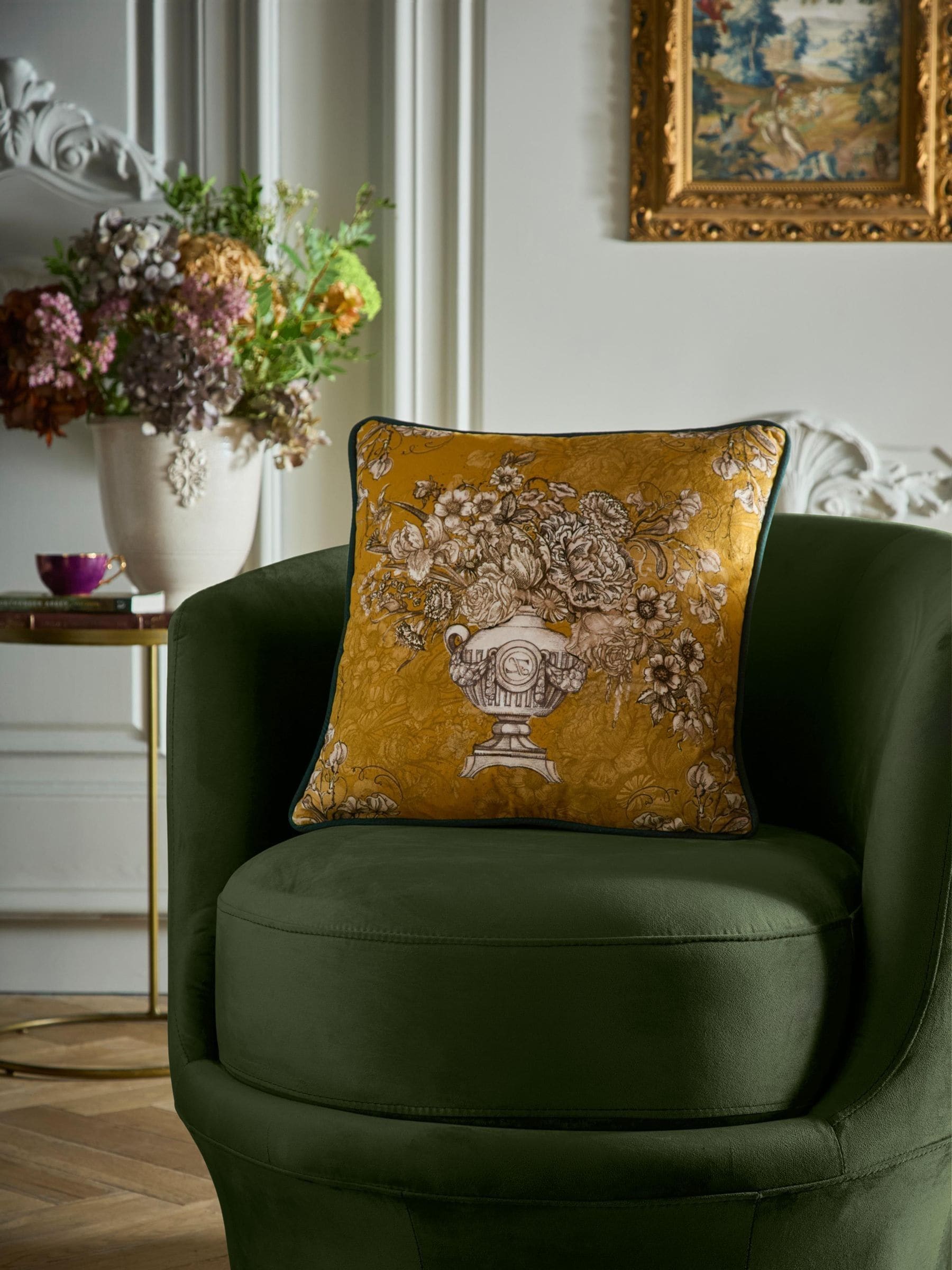 Laurence Llewelyn-Bowen Tuscan Holiday velvet cushion 43x43cm, imported from the UK