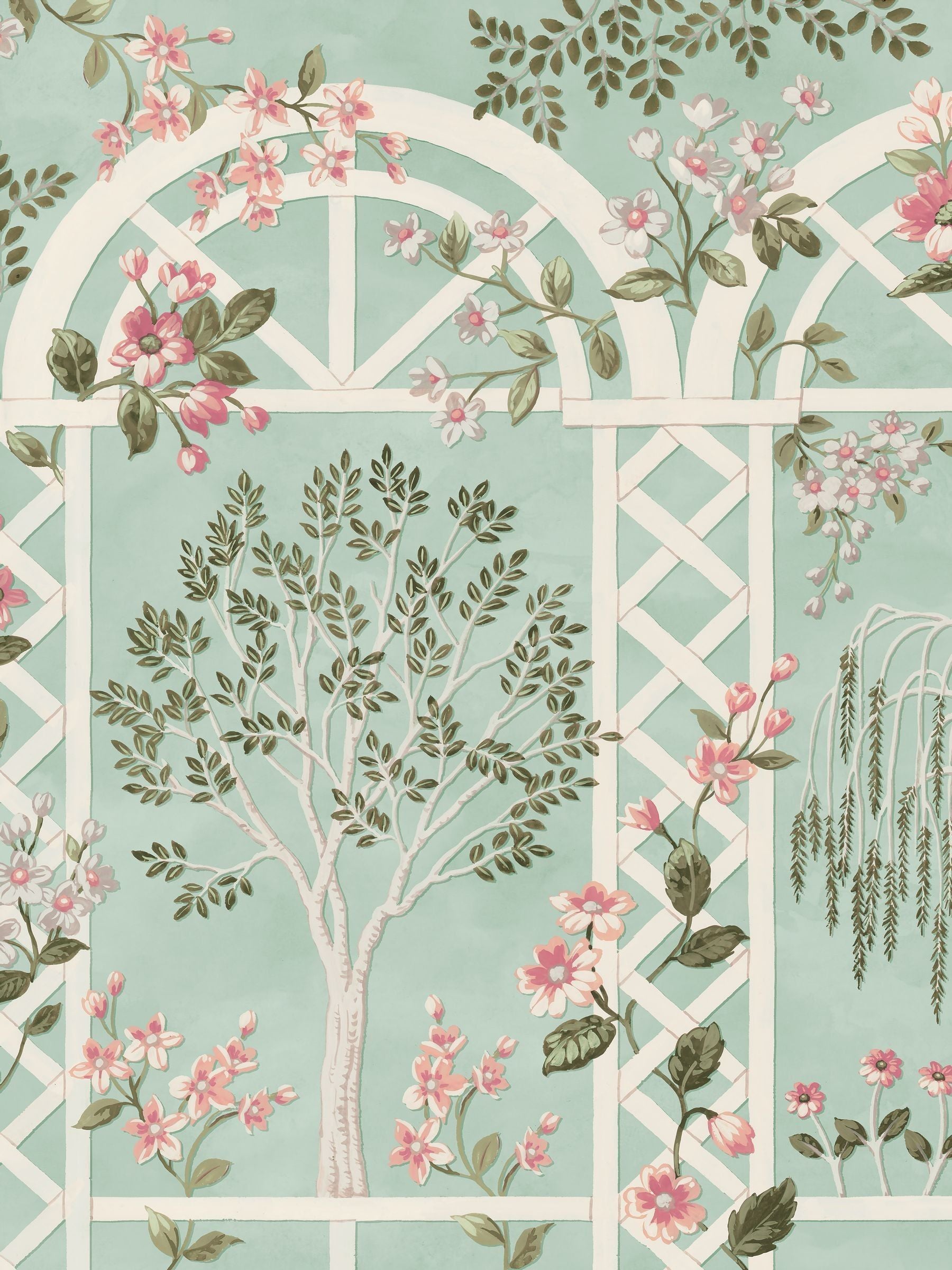 Laura Ashley Arlingham Gardens mural Eau De Nil 3m x 2.8m (British brand)