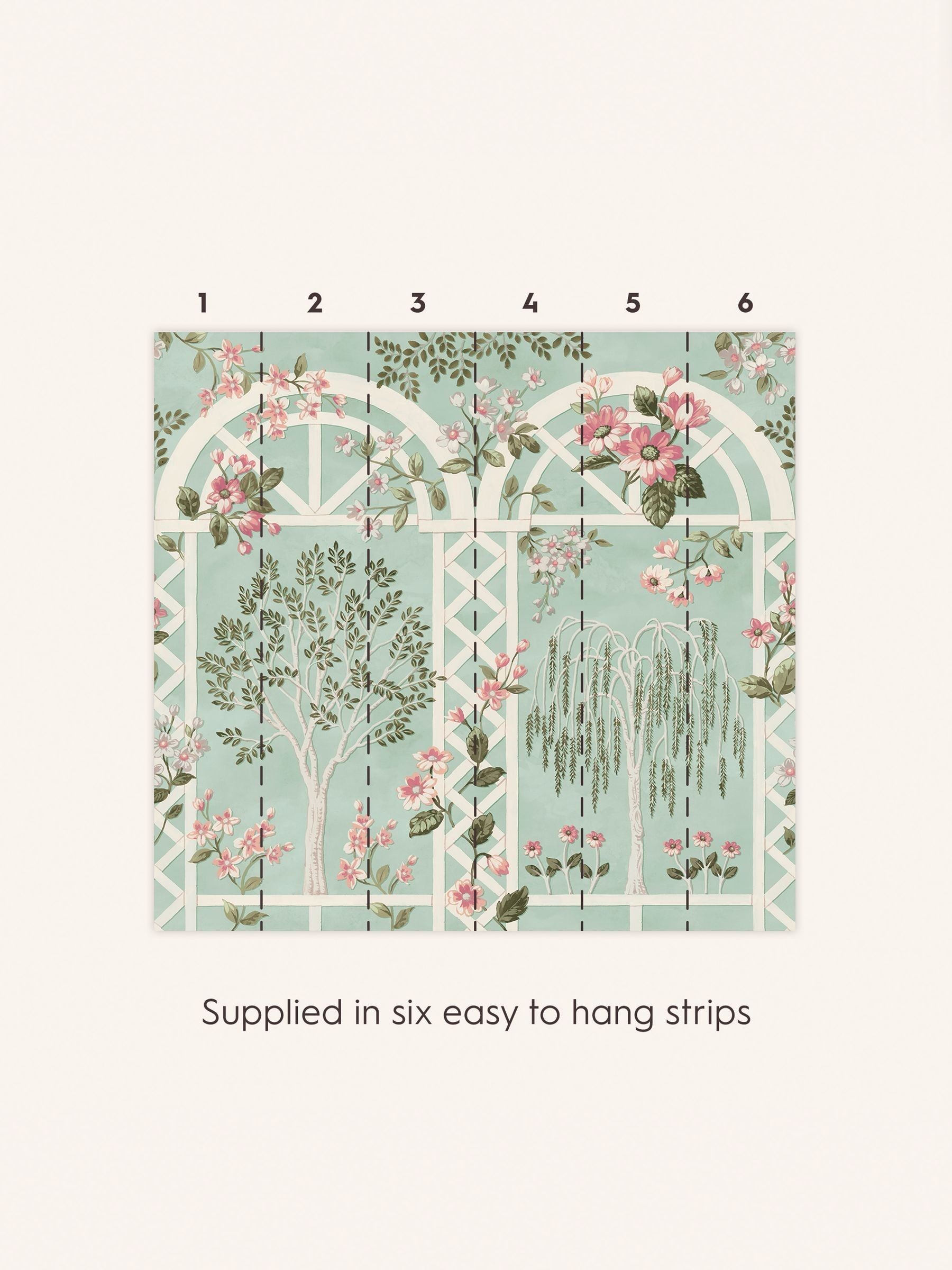 Laura Ashley Arlingham Gardens mural Eau De Nil 3m x 2.8m (British brand)